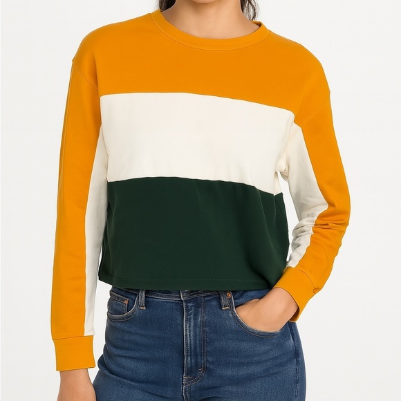 gaze Tops - Gaze Colorblock Long Sleeve Crop Top